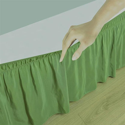 Sage Wrap Around Bed Skirts with 16" Drop - Three Sides Fabric Adjustable Elastic Dust Ruffle Silky Soft -600 TC Stretchy Bed Skirt-Full(54"X 75") Sage
