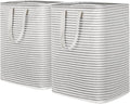Lifewit 2 Pack Laundry Hamper Large Collapsible Laundry Baskets, Freestanding Waterproof Clothes Hamper with Easy Carry Handles in Laundry Room Bedroom Bathroom College Dorm for Adults, Grey, 2 x 90L