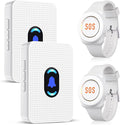 Daytech Wireless Wrist Pager Caregiver Call Button in Home System Watch Alarm Nurse Personal Help Alert for Patients Elderly 2 Watch Call Buttons 2 Plugin Receivers