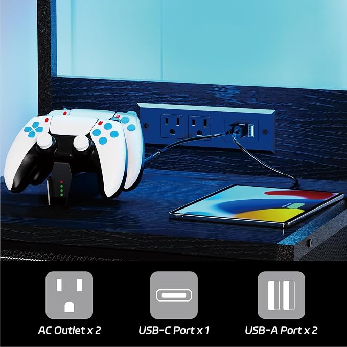 SZLHANJZ LED Nightstand with Charging Station, 3 Fabric Drawers Night Stand | - Image 4
