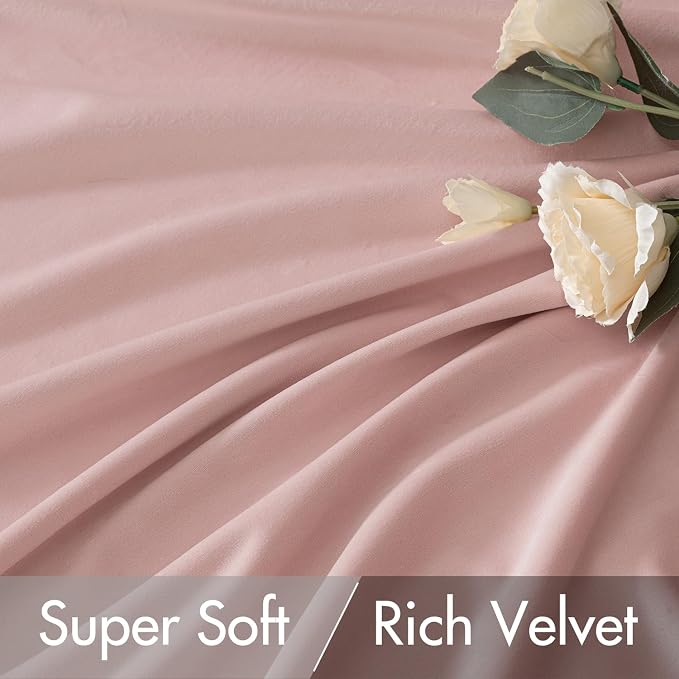 MIULEE Light Pink Velvet Pinch Pleat Blackout Curtains W52 X L84 Inches | 2 - Image 5