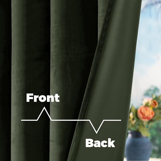 BGment Olive Green Velvet Blackout Curtains - Image 4