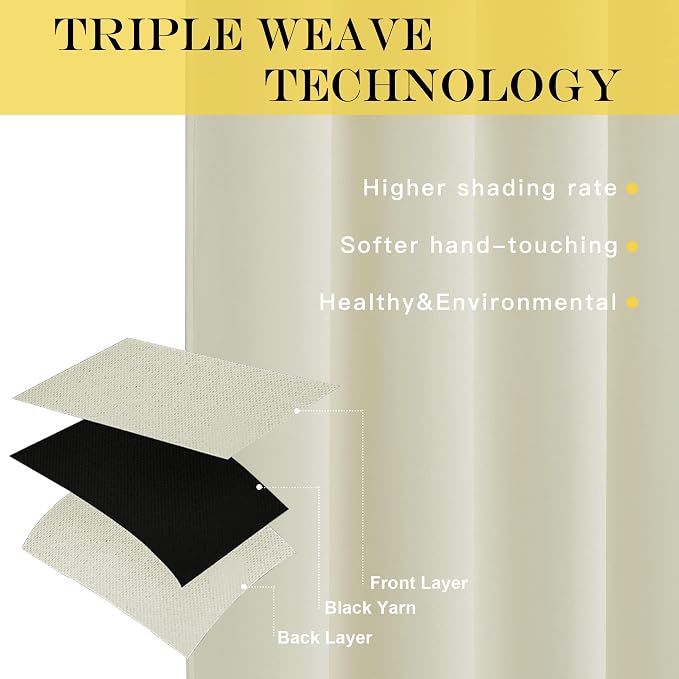 NICETOWN Blackout Beige Curtain - Image 3