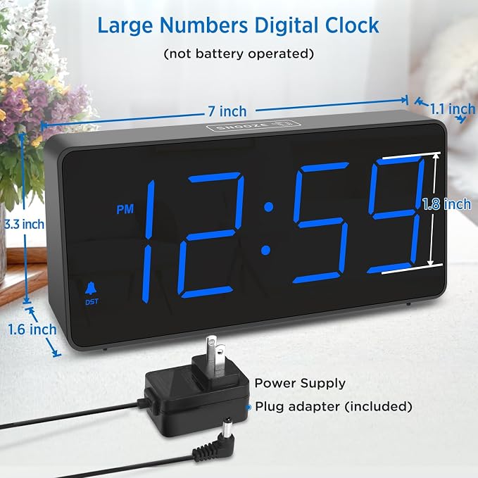 Peakeep Digital Alarm Clock for Bedrooms Bedside, Loud for Heavy Sleepers | - Image 2