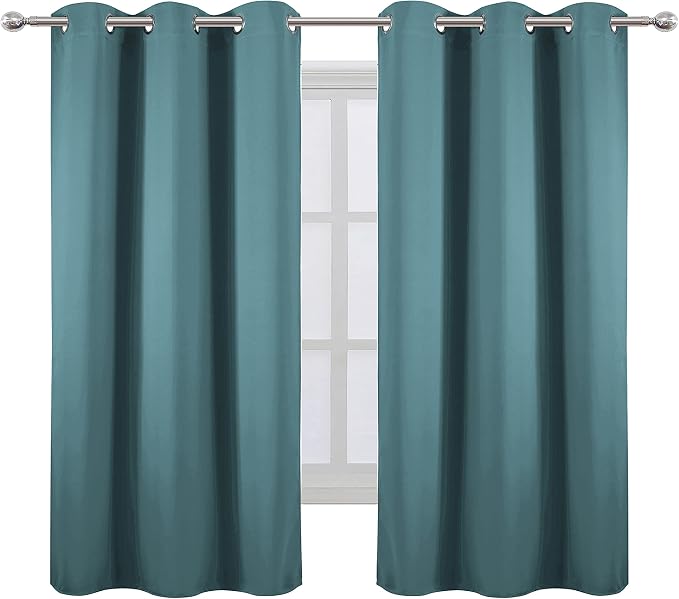 Sea Teal Thermal Blackout Curtains/38 x 63 Inch/Set of 2 Panels Room Darkening - Image 2