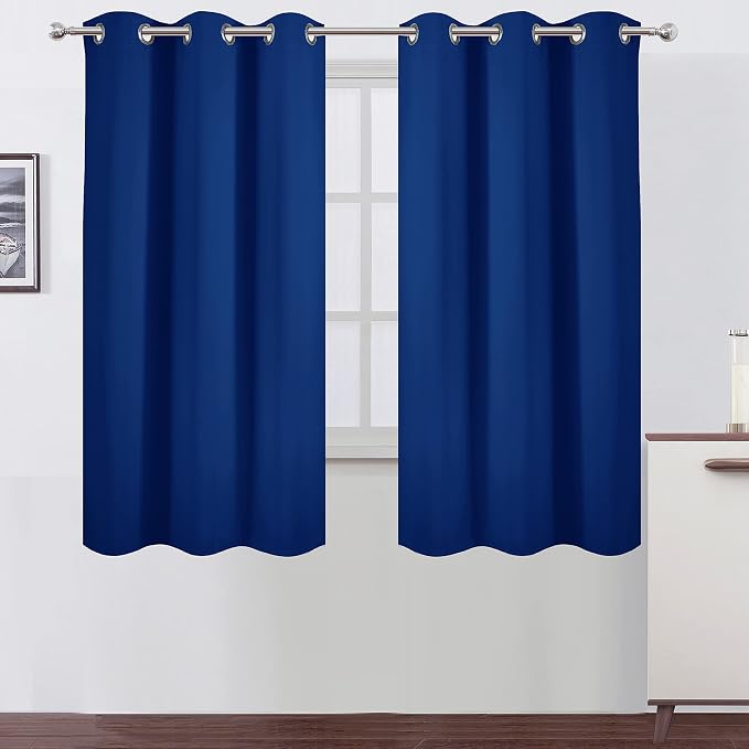 Blackout Curtains 38 x 63 inch/Royal Blue Curtains Set of 2 Panels/Thermal by Lemomo