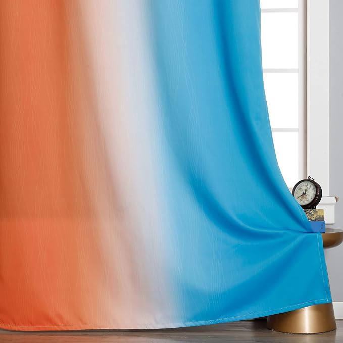 Ombre Orange and Blue Blackout Curtains 52Wx96L Inch Long | Gradient Curtains - Image 6