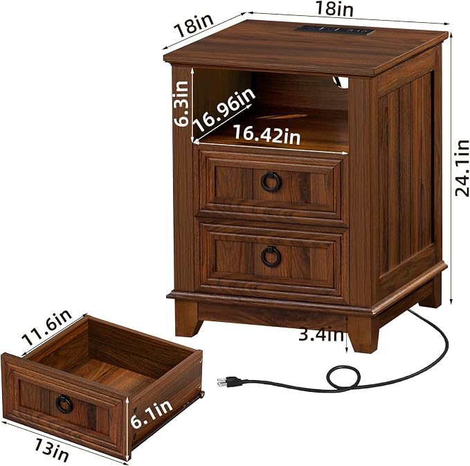 Joaxswe 18" Farmhouse Nightstand - Image 2