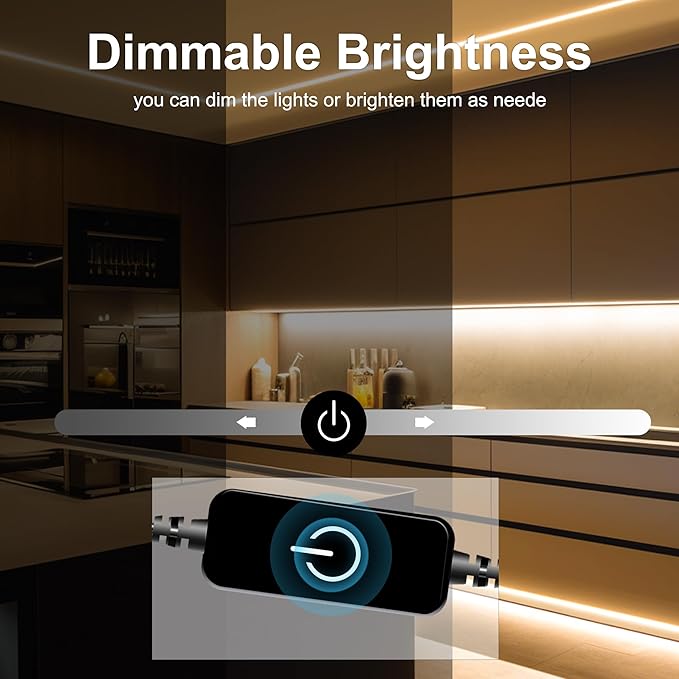 Pandery COB LED Strip,LED Strip Lights 5M/16.4ft,Touch Dimmable LED Strips,CRI90+,2700K Warm White cob led,1600LEDs,24V LED Tape Lights,Indoor for Bedroom, Kitchen, TV, Mirror,Cabinet