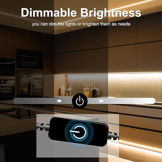 Pandery COB LED Strip,LED Strip Lights 5M/16.4ft,Touch Dimmable LED Strips,CRI90+,3000K Warm White cob led,1600LEDs,24V LED Tape Lights,Indoor for Bedroom, Kitchen, TV, Mirror,Cabinet