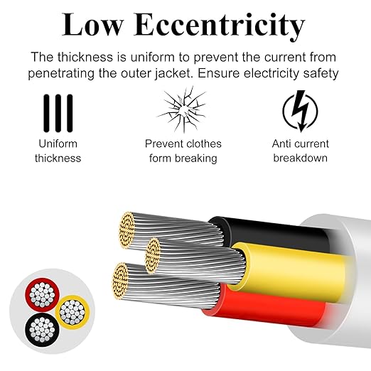 20 Gauge 3 Conductor Electrical Wire, 49.2FT Low Voltage 20/3 Tinned Copper Stranded 3 Wire Cable, 20 AWG White Flexible Extension Power Cord for Automotive, LED Lamp, Outdoor Landscape Lighting Etc