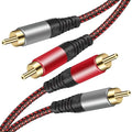 Tiierzon RCA Cable 30Ft,2Rca Male to 2-RCA Male Audio Stereo Subwoofer Cable [Hi-Fi Sound] Nylon-Braided Auxiliary Audio Cord for Home Theater, HDTV, Amplifiers, Hi-Fi Systems,Speakers and etc (30Ft)