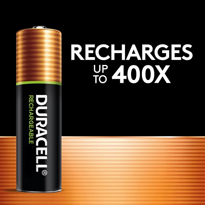 Duracell Rechargeable AAA Batteries 4 Count, Long-lasting Power, All-Purpose Pre-Charged NiMH Triple A Battery for Household and Gaming Devices