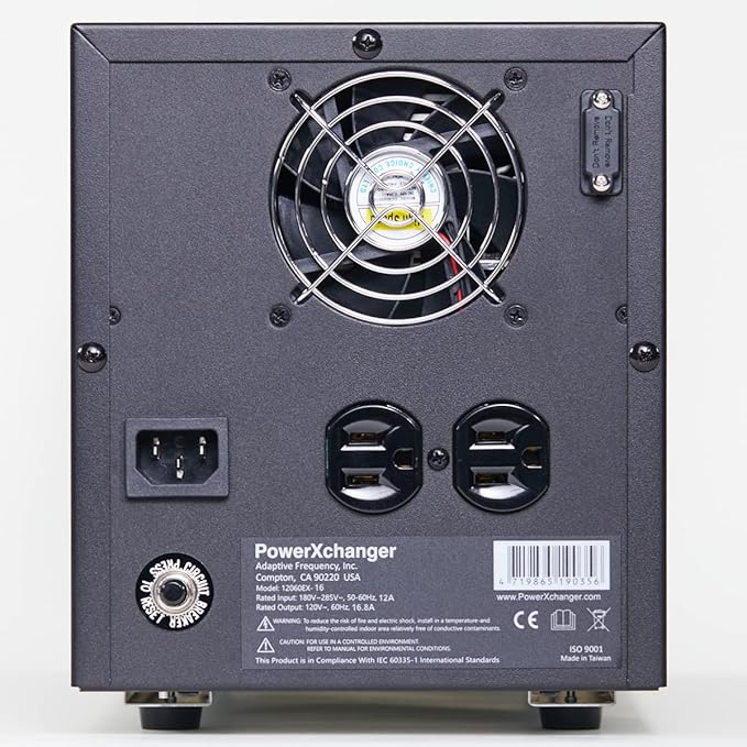 PowerXchanger EX Series Voltage & Frequency Converter, 900–2340W Pure Sine Wave Step-Down 200–240V 50Hz to 120V 60Hz, Lightweight Reliable Design, True Continuous Duty Transformer (1800, Watts)