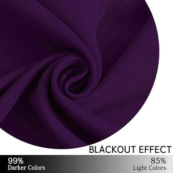 Yakamok Blackout Curtains 38x63 inch Purple Thermal Drapes-Bedroom | 2 panels - Image 6