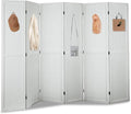 6 Panel Pegboard Room Divider | White Wood Folding Privacy Screen by Unknown