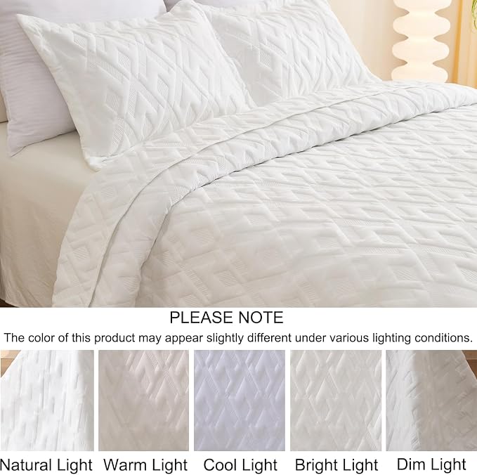 Cmfshape Diamond Embroidery Quilt Set, 3 Pieces Queen Quilt Bedding Set - Image 6