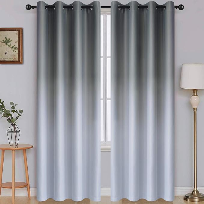 SimpleHome Grey to Grey White Ombre Room Darkening Curtains 84 Inch | Curtains by SimpleHome