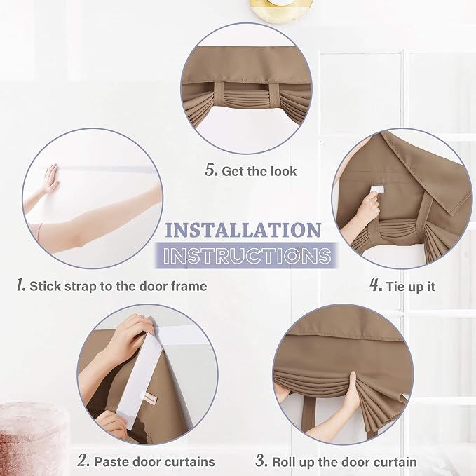 RYB HOME Blackout Door Window Curtains - Image 2