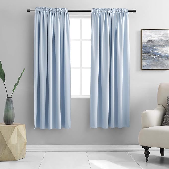 Dream Blue Living Room Curtain Panels, Energy Saving Thermal Insulated Room by DONREN
