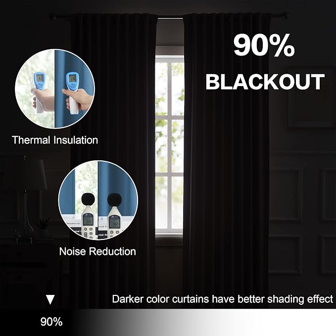 Denim Blue Blackout Curtain Panels 84 Inch Length 2 Panels Set - Image 6