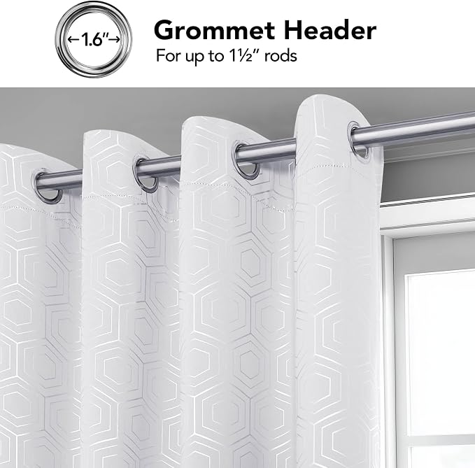 Deconovo Room Darkening Curtains, Star White Thermal Insulated Grommet Drapes - Image 5