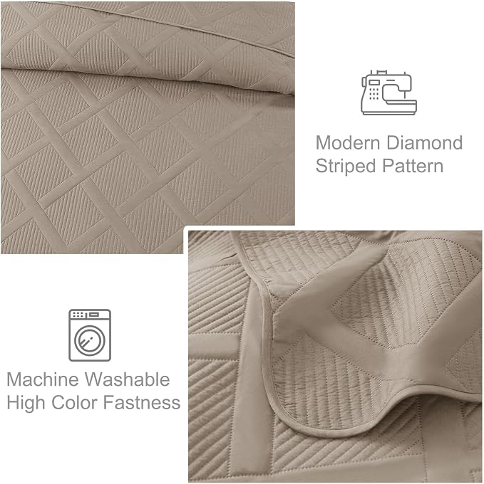 Exclusivo Mezcla Quilt King Size, Taupe | Soft Bedspreads - Image 5