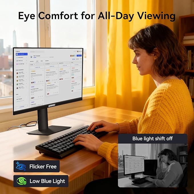 27 Inch Computer Monitor - Fast IPS 2K QHD 2560 x 1440 Desktop Monitor 100Hz FreeSync 100% sRGB TÜV Eye Care PC Gaming Screen Support Vesa Height/Tilt/Swivel/Pivot for Office Work (HDMI 2.0 & DP1.4)