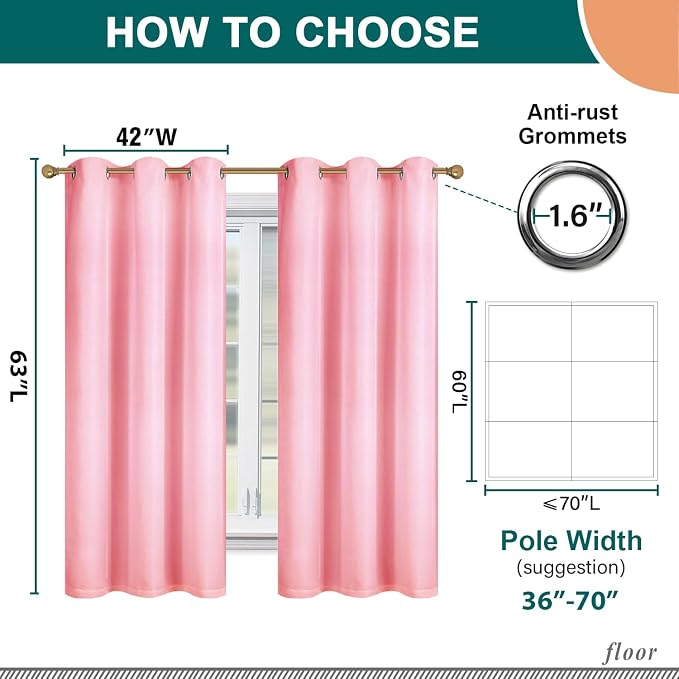 Diraysid 100% Blackout Curtains Pink Linen Curtains - Image 3