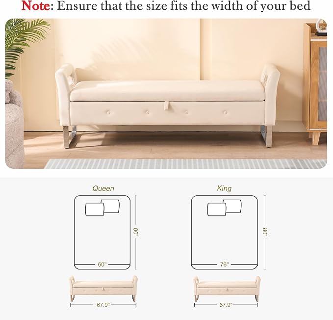 Aoiy & Wifon 67.91" W King Size Bench - Image 4