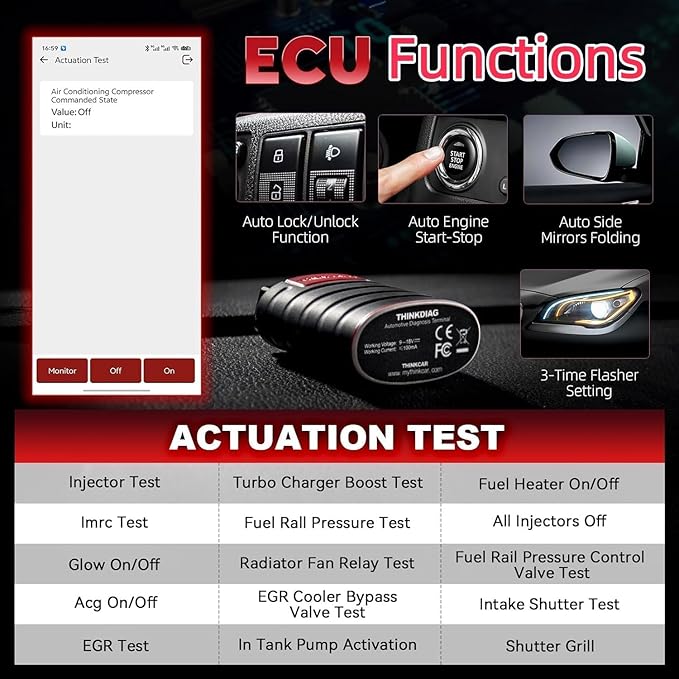 Thinkdiag OBD2 Scanner Bluetooth Full System Bidirectional Diagnostic Scan Tool OE Level Code Reader with ECU Function 15+ Reset Service FCA AutoAuth All Software 1 Year Update Fits for iOS & Android