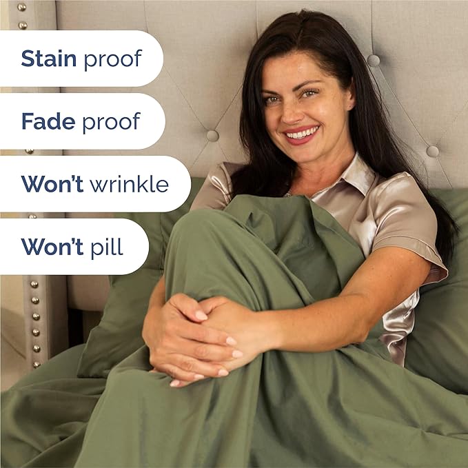 Twin XL 4 Piece Sheet Set - Cooling, Comfy & Breathable - Hotel Luxury Bedding, Includes Fitted Sheet for Women, Men, Kids & Teens - 1 Flat, 1 Fitted Sheet, 2 Pillowcases w/Deep Pockets - Sage Green