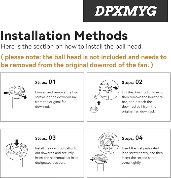 DPXMYG 96 inch Ceiling Fan Downrod with Extension Cord, 8 FT Black Downrod for Ceiling Fan, 1 inch Outside Diameter, Boom Suitable for a Wide Range of Fans (Black, Not Threaded)