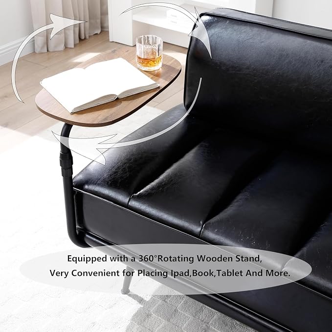 anwickjeff 55" Inch Width Modern End of Bed Bench, Leather Upholstered Futon - Image 4