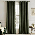 MIULEE Olive Velvet Curtains Green 52 x 108 Inch Length Set of 2 | Extra Long by MIULEE