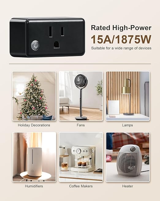TREEWELL Remote Control Outlet Plug, 200FT Long Range Wireless Light Switch, Compact Design, 15A/1875W High-Power for Lamps, Lights, Household Appliances, FCC & ETL Listed