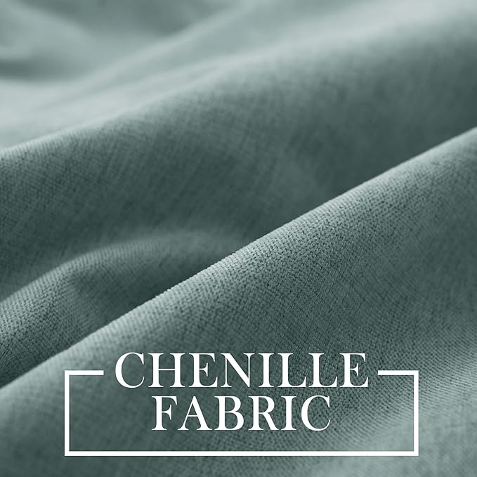 Macochico 100% Blackout Chenille Curtains for Sliding Door Thermal Insulated Noise Reducing Drapery for Living Room Bedroom Hotel, Grommet Curtains with Tieback, Teal, 120" Wx96 L 1 Panel