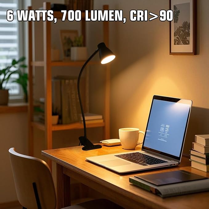 2 Pack Clip Desk Lamp, Ultra-Flexible Gooseneck Clip Reading Lights, - Image 6