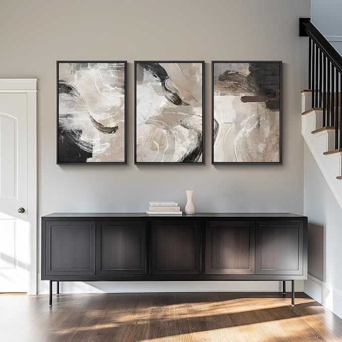Large Framed Neutral Abstract Wall Art - Image 4