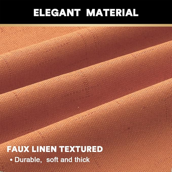 PrinceDeco 100% Absolutely Blackout Linen Curtains with Thermal Insulated White Liner Extra Long Curtains for Living Room Bedroom Noise Reducing Window Treatments Drapes,Set of 2,52 x 108 Inch,Orange