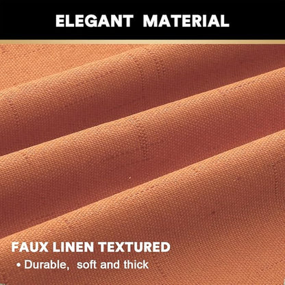 PrinceDeco 100% Absolutely Blackout Linen Curtains with Thermal Insulated White Liner Extra Long Curtains for Living Room Bedroom Noise Reducing Window Treatments Drapes,Set of 2,52 x 108 Inch,Orange