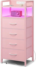 Lazzanto Nightstand with Rear Charging Station, LED Light, 4 Drawers, 2 USB-A by Lazzanto