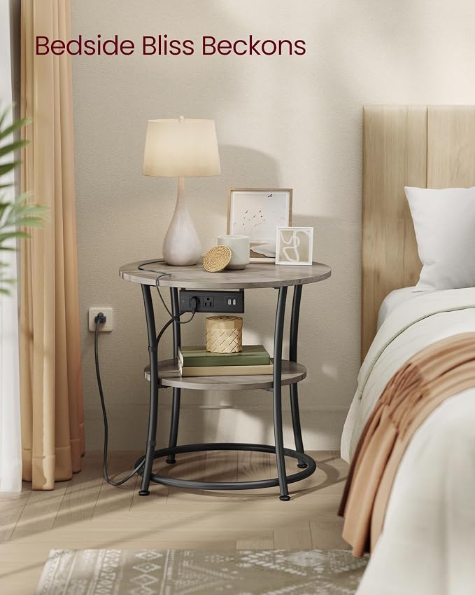 VASAGLE 21.7-Inch Round Side Table, 2-Tier End Table | Nightstand - Image 6