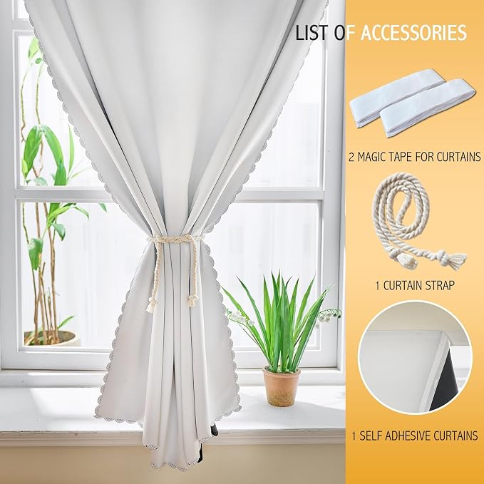 JILRON Adhesive Curtain 100% Blackout No-Drill Easy Install - Image 4