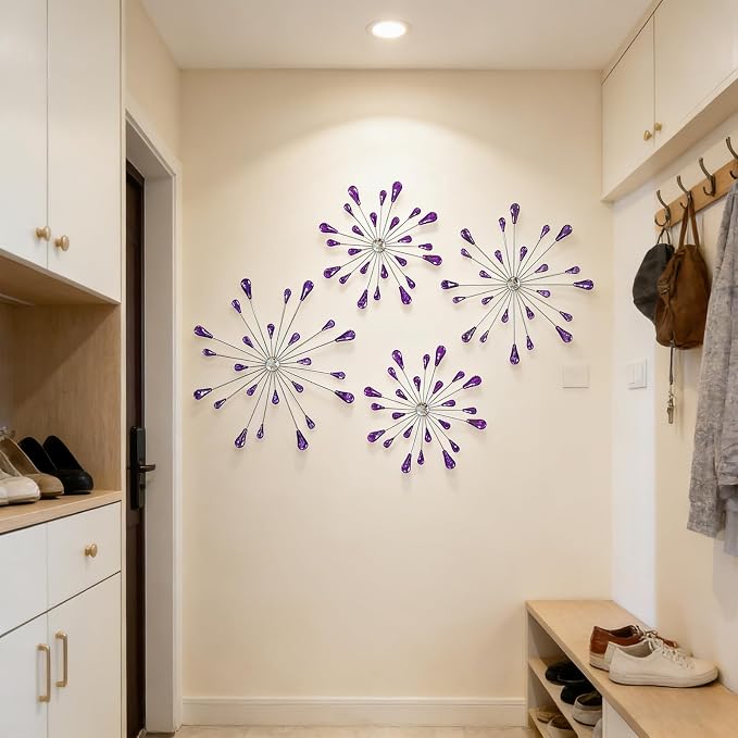 ZEXUIRU 4 Set Silver Starburst Wall Art - Image 6