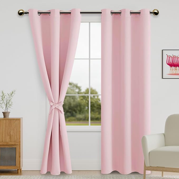DWCN Pink Blackout Curtains 84 inch Length by DWCN