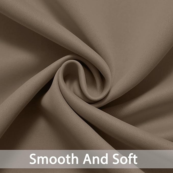 Yakamok Blackout Curtains 38x84 inch Khaki Thermal Drapes-Bedroom | 2 panels - Image 6