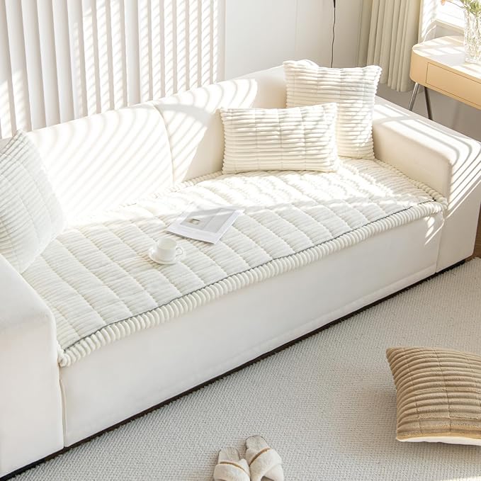 Pet Couch Cover for Dogs Washable Sofa Cushion Furniture Protector for Large Dog (White, 27in*47in)