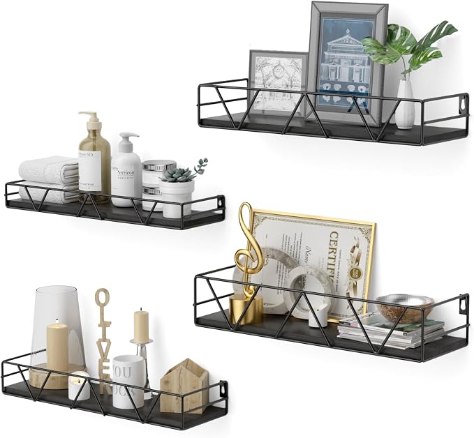Floating Shelves Set of 4, Wood Wall Shelf, Farmhouse Shelf by Amoot