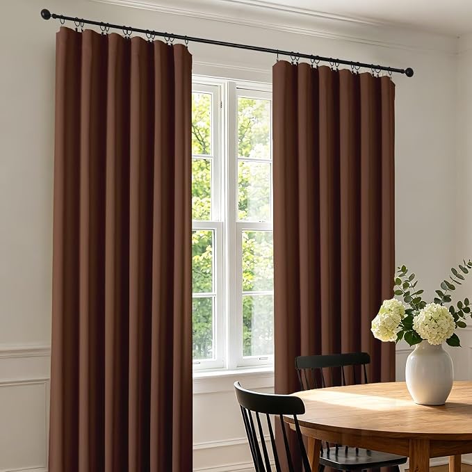 CUCRAF Brown Blackout Curtains 54 inch Length 2 Panels Set, Rod Pocket Room - Image 3